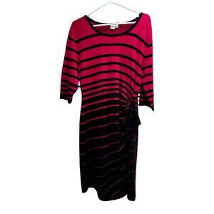 Sangria black & magenta striped 3/4 sleeve sweater dress size XL